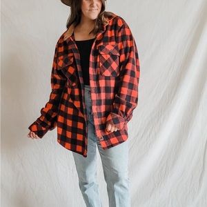 Red and Black Buffalo Plaid Fleece Shacket